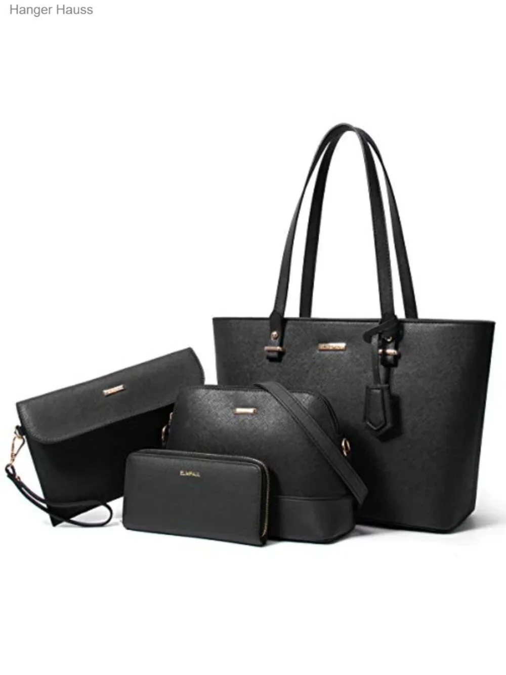 Women's Satchel Handbag Set with Wallet & Card Holder, Synthetic Leather Tote,